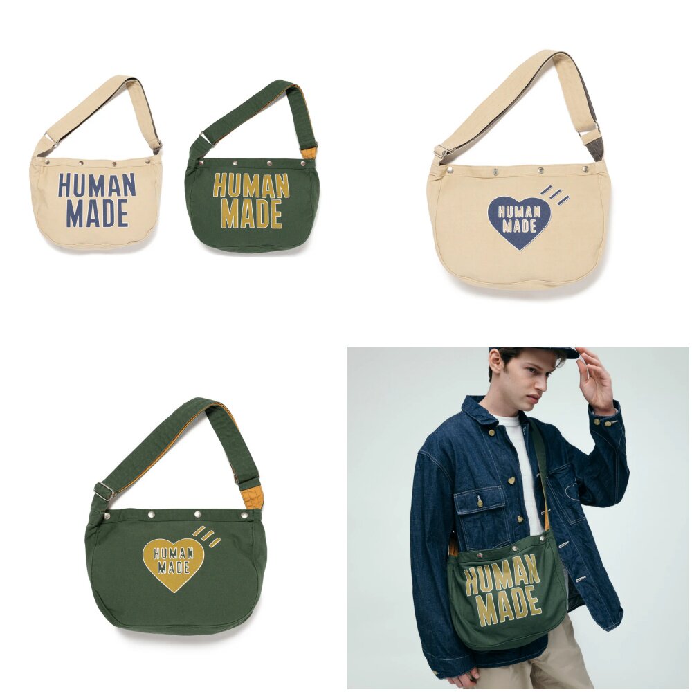 HUMAN MADE PAPERBOY BAG 25AW 爱心字母复古单肩邮差帆布包评价- 淘宝网