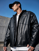 Muscle Dog 2022 Autumn Winter Custom Style Plush Motorcycle Leather Jacket American Trend Lapel Casual Jacket Men