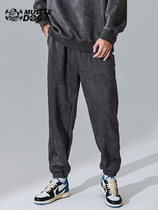 Muscle Dog Spring and Autumn Trend Suede Sports Leisure Trousers Mens Loose Leg Pants Pants Training Fitness Pants