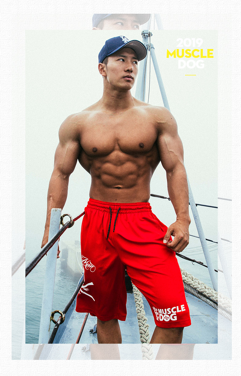 Muscledog Cơ bắp Chó thể thao Quần short nam Summer Tide Thương hiệu Panda Bears Thư giãn Thể dục Đào tạo Quần âu - Quần thể thao quần chạy bộ