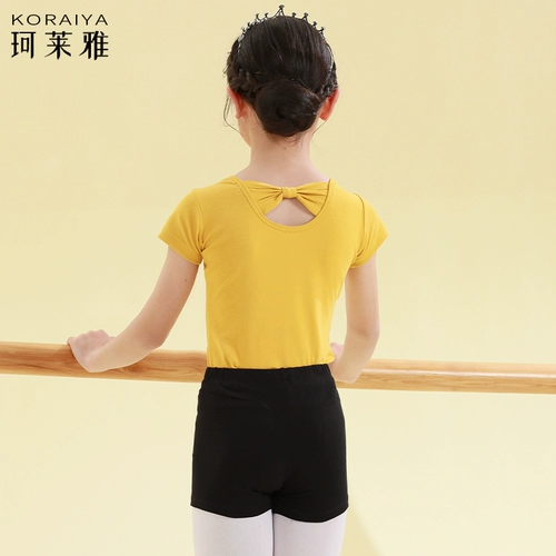 Детская спортивная одежда, гимнастический хлопковый костюм, короткий рукав, круглый воротник