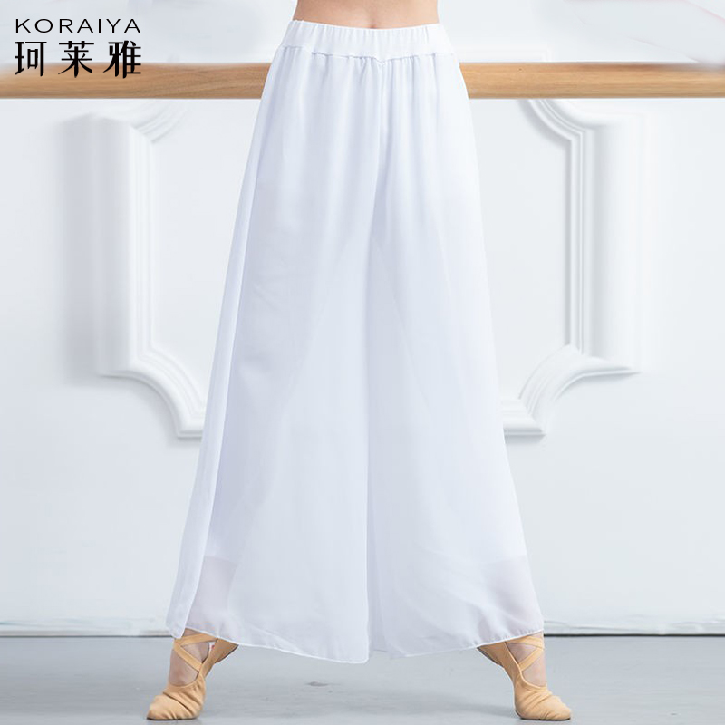 Dance wide-leg pants women's practice pants modern national classical Chinese dance chiffon loose double-layer elegant skirt skirt pants