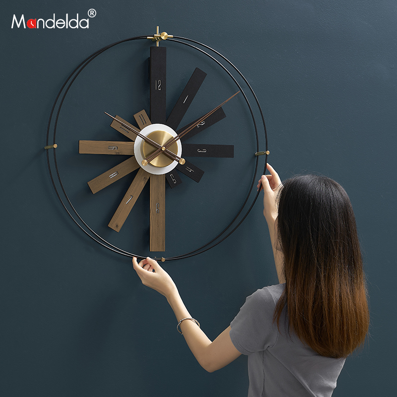 Mandelda free of punching art hanging clock modern living room minimalist atmosphere restaurant light lavish clock hanging table decoration painting-Taobao