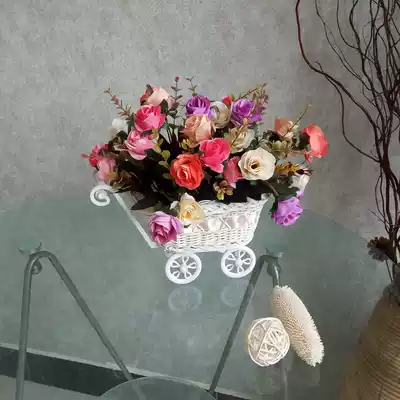 Small flower simulation flower set European small tricycle living room decoration table floral fake flower silk flower