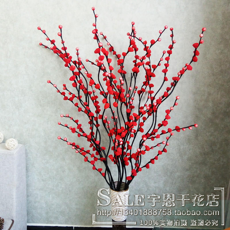 Dry Flower Drying Branches Plum Emulation Flowers Large Silver Willow Hair Livingroom Decoration Flower Plum Blossom Plum Flower Arrangement Floral Art