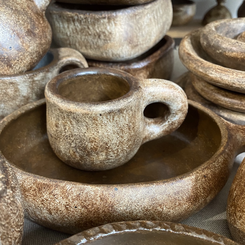 Small Pottery Ware】Burned Series of Handmade Coarse Pottery Cups, Plates, and Bowls. Domestic Pottery Ware. Niche Vintage Style