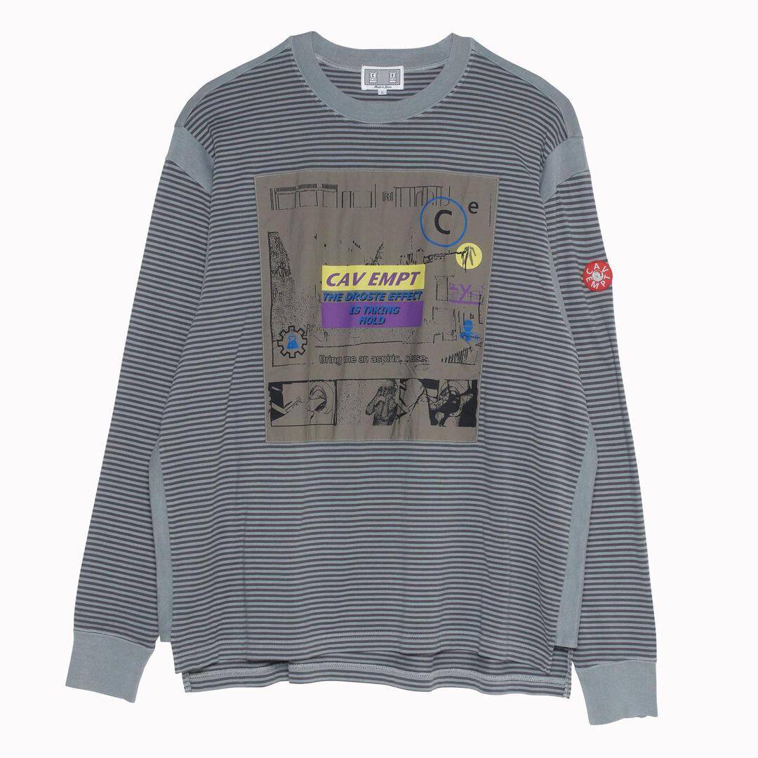 Старинное пальто c.e life cavempt水洗日系条纹贴布圆领宽松男女同款长袖套头潮