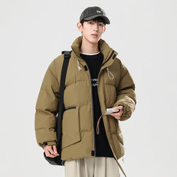 OCW trendy brand 2023 winter couple style stand-up cotton jacket on the teen collar cotton jacket for men and students ເສື້ອກັນໜາວກັນນໍ້າແລະທົນທານຕໍ່