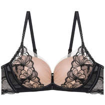 Love flower and underwear lady without steel ring thick cup small breast gathering the hidden hole lace bra AM 179251