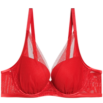 (Dongli wear) Aimu underwear womens breathable support soft steel ring thin mold cup big breasts small red bra