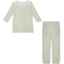 Admiration Pajamas Womens Summer Thin Modal Fiber Summer Round Neck Three-quarter Sleeve Set Home Clothes AM467301
