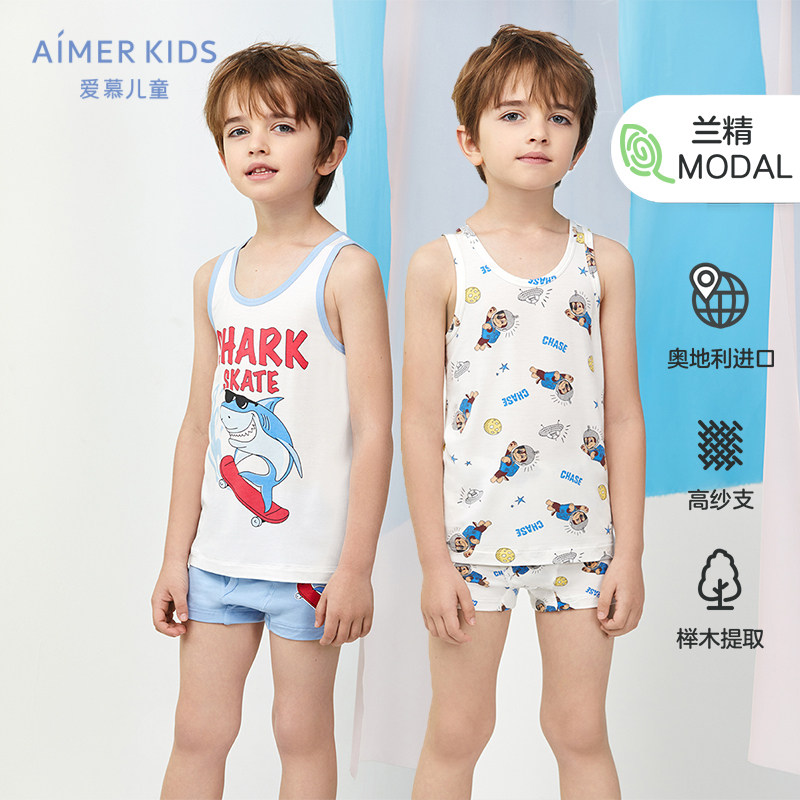AIMER Children's vest men and women children's children angels Modale printed cartoon cartoon vests AK2111132