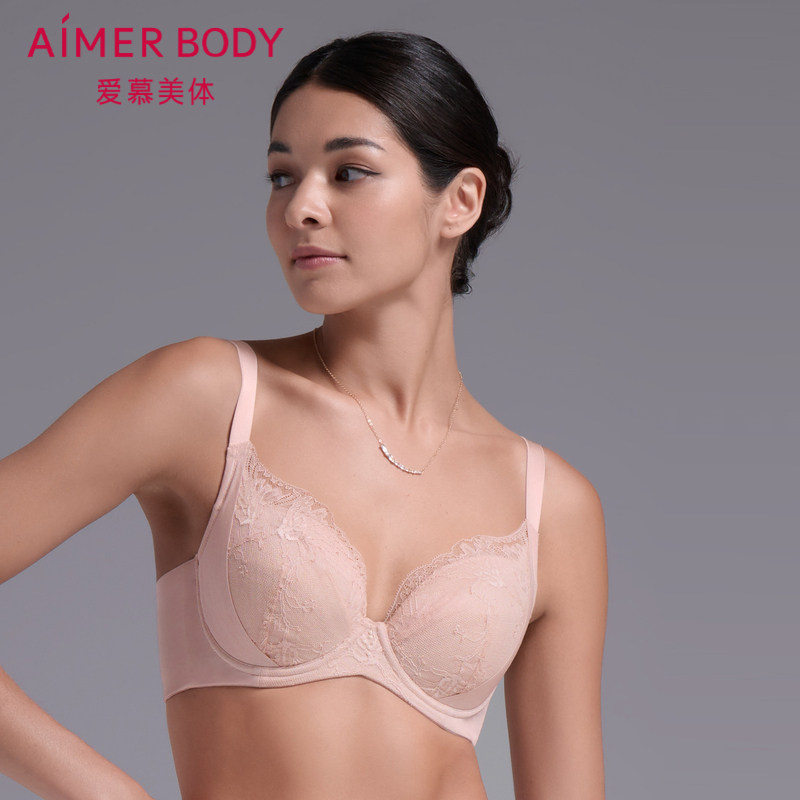 Love Mousse Body Underwear Women's Big Breasts Slim Sexy Lace U Type Back Big Cups Thin bra AD120291-Taobao