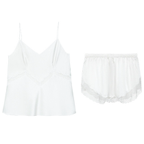 Admiration Pajamas Womens Summer Thin Style Silk Sexy Pure Lust Style Thin Strap Suspender Shorts Set AM437711