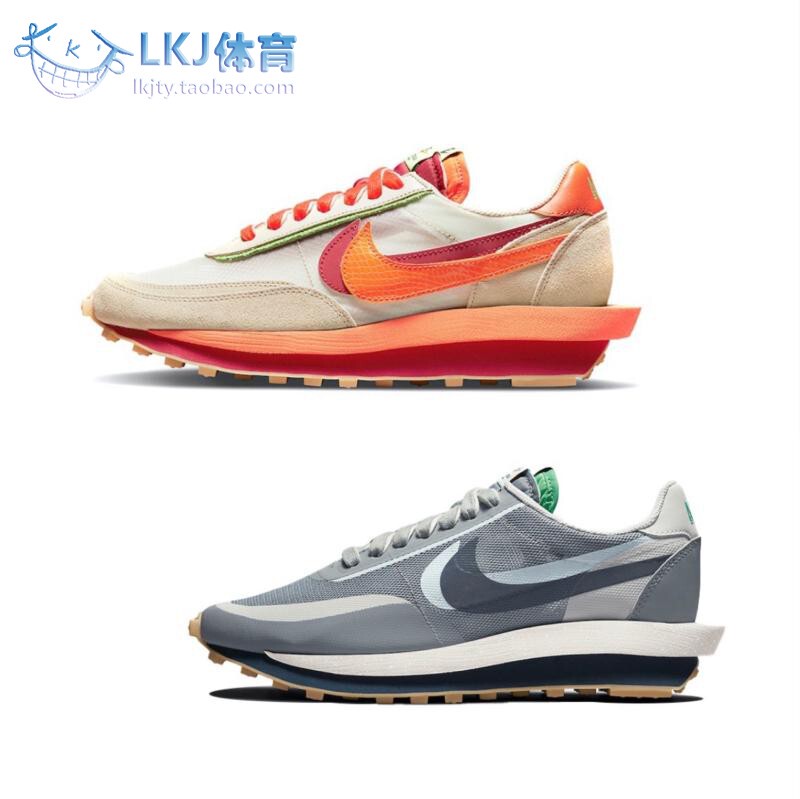 Sacai X Clot X Nike Ldwaffle Deconstructed Beige Orange Red Gray Blue Edison Chen Dh1347-100