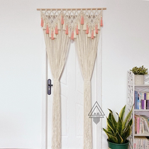 Pink Spike Woven Door Curtain This Light Transmission Cord Curtain Curtain Hachen Partition Curtain Tapestry Linen Decorative Flow Su