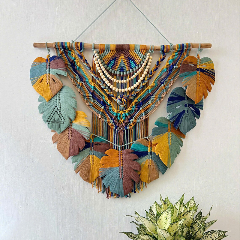 Bohemian Ethnic Style Wall Decoration Tapestry, Turtle Leaf Hanging Decoration, Moroccan Style Creative Tassel Hanging Painting