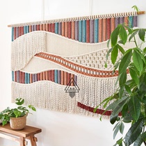 (ancient) colorful rope woven wave tapestry Nordic transverse living room sofa Background wall decoration large hanging decoration