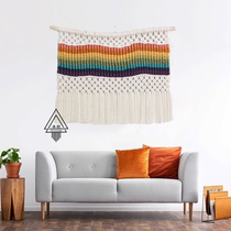 (Rainbow) Modern Living Room Sofa Bed Background Rope Woven Colored Wave Striped Hanging Blanket Home Wall-mounted Wall Decoration