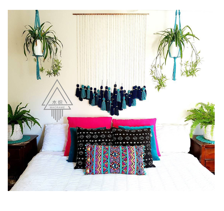 [Mùa xuân] Rung tường trang trí len xanh tua tua tấm thảm Trang trí gió tự nhiên treo tường Bắc Âu - Tapestry thảm treo tường bản đồ thế giới