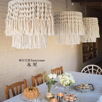 Bohemian pure handmade chandelier lampshade cotton woven homestay model room decoration accessories hanging