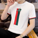 t-shirt áo len anh chàng tinh thần nửa tay áo dệt kim nam ngắn tay trong các hợp thời trang xu hướng thương hiệu mùa hè lụa băng mỏng T-shirt.