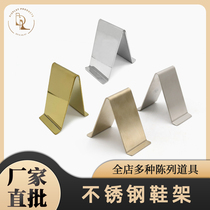 A-type shoe display rack shopping mall silver cabinet stainless steel shoe rack mirror shoe support shoe rack high heels window tripod