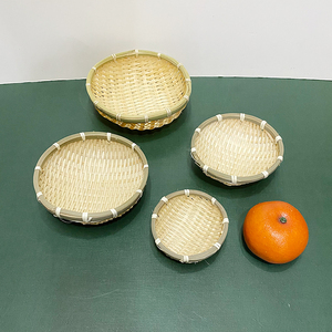 Handmade Bamboo Weaving Products: Small Bamboo Baskets, Small Bamboo Trays, Round Woven Bamboo Baskets, Mini Fruit Trays