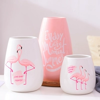 Hoa Dream Valley Flamingo Bình hoa gốm hoa nhân tạo Hoa áp dụng Bình trang trí nhà Trang trí gốm - Vase / Bồn hoa & Kệ chậu trồng cây hình chữ nhật