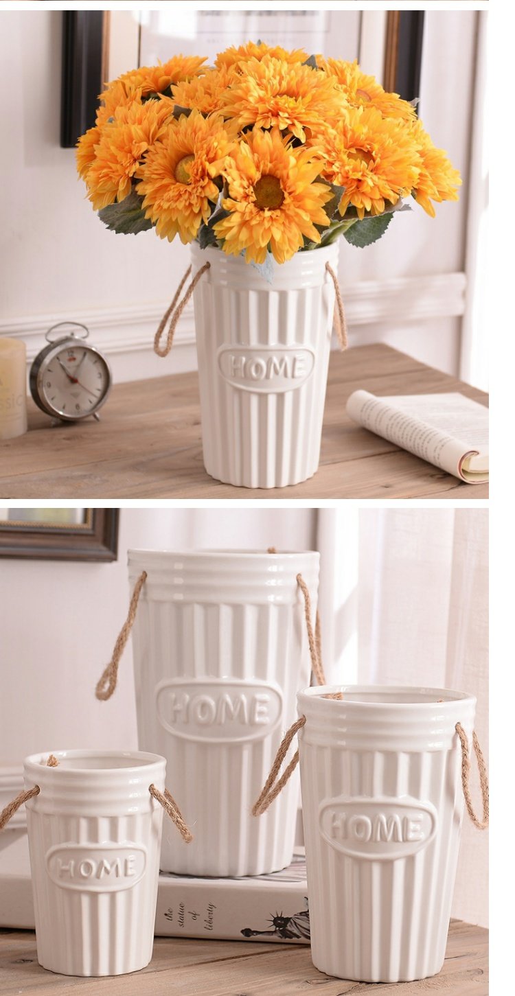 Hoa Dream Valley HOME Hemp Bình gốm Hoa hoa nhân tạo cho bình hoa Trang trí nhà gốm trang trí - Vase / Bồn hoa & Kệ chậu vuông trồng cây