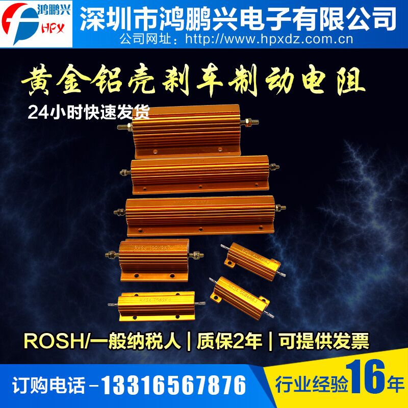 50W100W200W300W500W800W1000WRX24 Precharge Brake Brake Car Gold Aluminum Shell Resistor