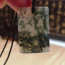 19 9 Fuxin natural water plant agate leaves Square card Oval Mens Womens Japanese and Korean pendant necklace