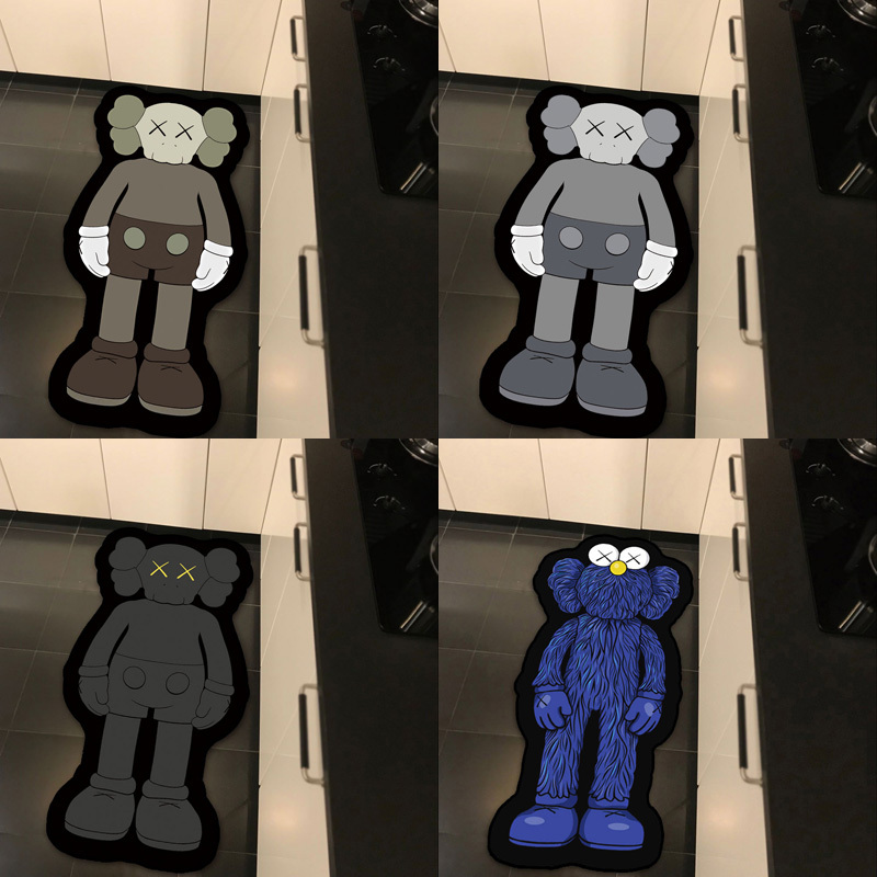 Trendy Brand Kaws Style Sunflower Building Block Bear Street Bedroom Kitchen Long Bedside Non-Slip Absorbent Carpet Mat