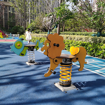 Community park kindergarten outdoor spring plastic PE board rocking music childrens PV board rocking horse balance wooden horse toy