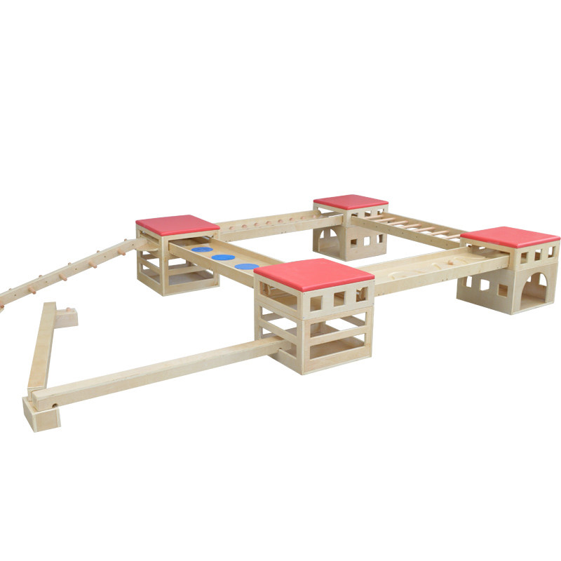 Wooden Space Baby Slide Ladder Early Teach Children Walking Balance Wood Kindergarten Feel Integrated Fitness Training Climbing Rack