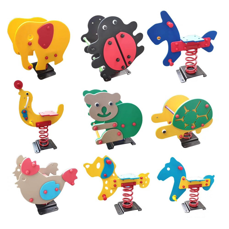 Community Park Kindergarten Outdoor Spring Plastic PE Board Rocking Rocking Children Pv Board Rocking Horse Balance Trojan Toys
