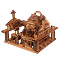 Kindergarten outdoor charcoal burning building blocks large-scale construction of super log carbonized wooden toys large wood solid wood