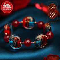 Phoenix Nirvana original bracelet female niche design hand decoration crystal jewelry National style retro golden sand glazed hand string