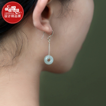 Phoenix Nirvana earrings female jade earrings Jade Jade niche earrings summer 2021 New Tide Simple Wild