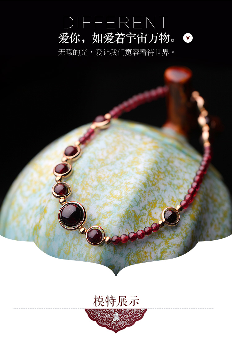 Phoenix Nirvana vòng chân nữ tự nhiên garnet pha lê vàng sáng tạo thời trang handmade đồ trang sức phong cách Trung Quốc quà tặng vòng đeo chân nữ bằng vàng