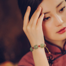 Phoenix Nirvana original powder crystal bracelet female pink green strawberry crystal green cherry pollen tassel ancient style retro hand row