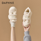 Зимние ботинки Daphne на толстой подошве, новинка 2025 года, плюс бархатные две хлопчатобумажные туфли на липучках, белые туфли из плюша, зимняя женская обувь