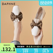 Daphne soft-soled doudou shoes womens summer 2021 new square head grandma shoes bow with skirt flat shoes