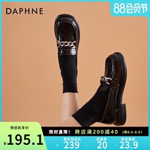 Daphne loafers women thick-soled black British style small leather shoes 2021 spring new one pedal flat single shoes for women