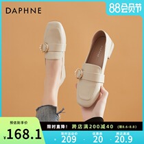 Daphne white loafers women 2021 new low heel shoes students wild spring and autumn flat pearl small leather shoes