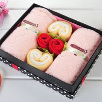 Creative cake Towel Heart print gift box Birthday banquet Wedding gift Birthday gift Business opening Holiday gift