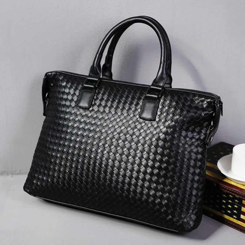 European and American woven men's bag men's Hand bag horizontal shoulder crossbody bag bag business computer official document handbag