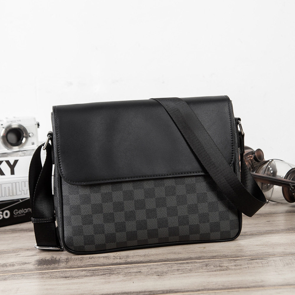 Men Casual Business Single Shoulder Diagonal Satchel Bag Leather Bag Plaid male briefcase briefcase for work briefcase commute