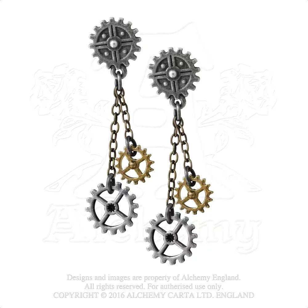 Редкий выпуск spot UK Alchemy E371Machine Head Steampunk Mechanical Gear White Tin Earrings