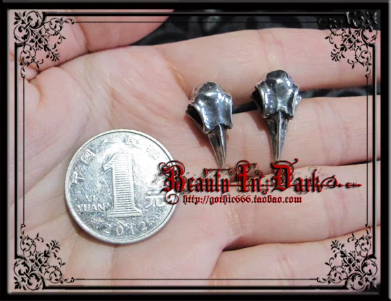 Британский алхимический подлинный E359 Rabeschadel Tin Goth Сова Skull Bird Head серьги